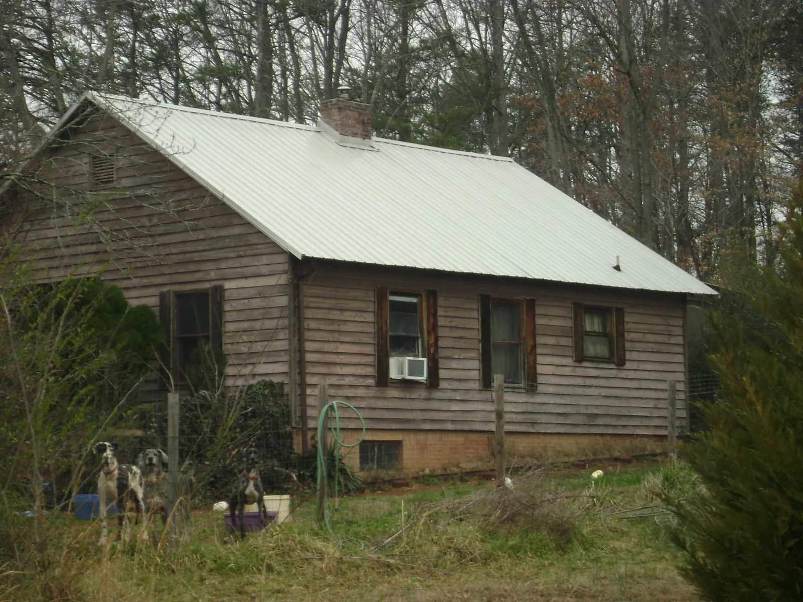White metal roof on an old wood sided farmhouse, from a Asphalt Shingle Roof Repair job in Polaris